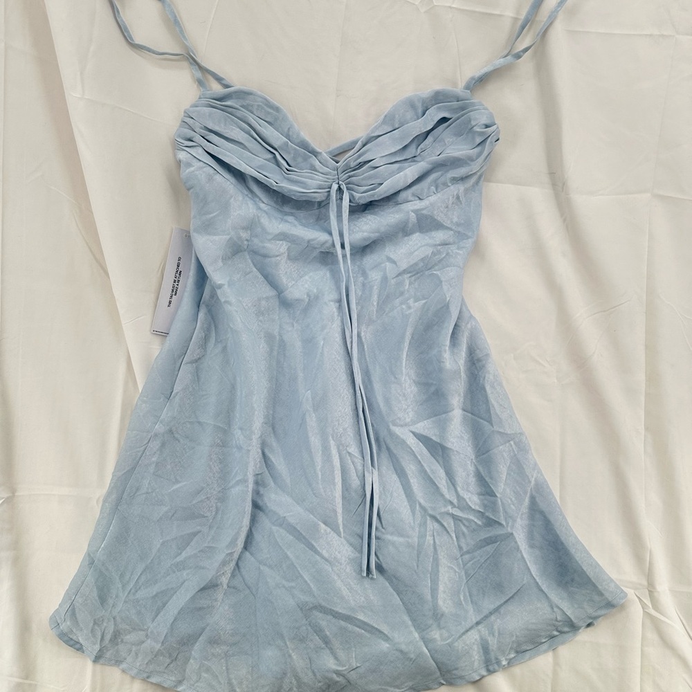Fairy Whimsical Princess Polly Blue Satiny Mini Dress - Picture 2 of 6